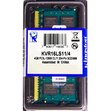 Memória  Kingston Ddr3 4gb 1600 Mhz Notebook 16 Chips 1.35v