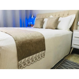 Peseira Xale Cama Bordado Richilieu King Size Linda