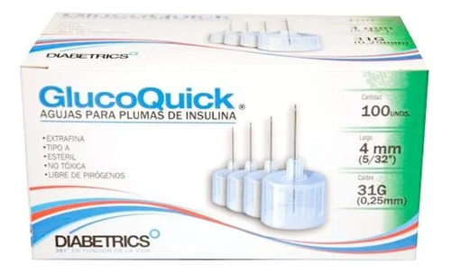 200 Agujas Para Plumas De Insulina Glucoquick 2 Cajas X 100