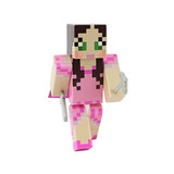 Pink Dress Green Eyed Girl Figura Acción Toy (no Minecraft)