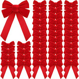 50 Lazos Navidad Rojos Terciopelo 9 X 13 Pulgadas Decoración