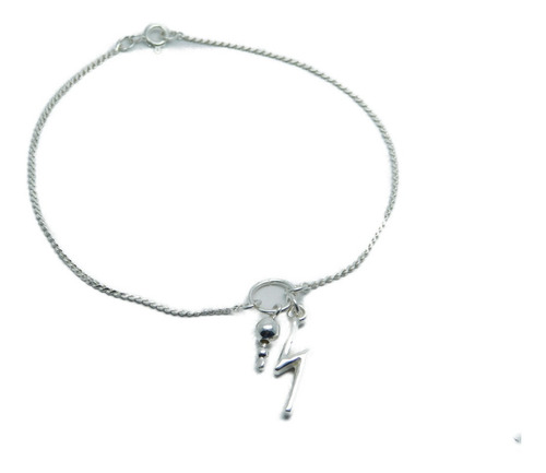 Pulsera Plata 925 Con Dije Perrito Y Bolitas Plata 925