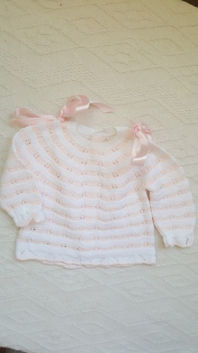 Sweater Español Nuevo De Lana T 1 A 3 Meses C Moños Divino