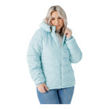 Jaqueta Feminina Plus Size De Nylon Puffer Capuz Impermeável