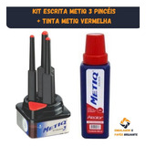 Kit Escrita 3 Pincéis Metiq P/cartaz + 1 Tinta Metiq Verm.