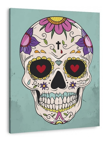 Cuadro Calavera Arte Dia De Muertos Calaverita En Canvas 