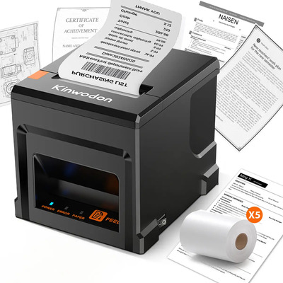 Impresora Tickets Recibos 80mm Esc\u002Fpos KINWODON Con Corte Automático Con Interface De Usb Y Red Ethernet Y Puerto De Caja Registradora Y 5 Rolls Paper | Envío gratis