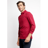 Polera Hombre Polo Básica Manga Larga Rojo Fw 2023 Ferouch