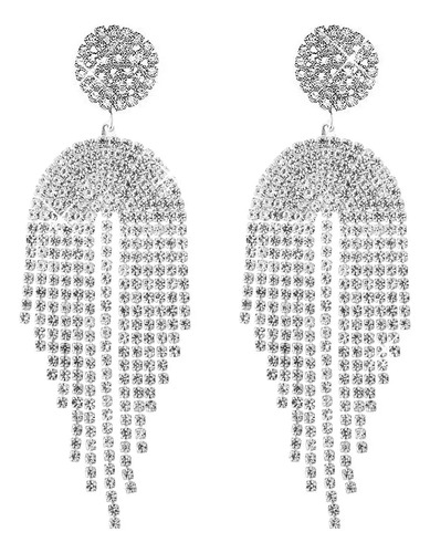 Arete Borla Brilla Pendiente Largo Cristal Moda Mujer Fiesta | MercadoLibre