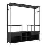 Guarda Roupa Casal Closet Modulado Barcelona Cor Preto