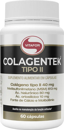 Colágeno Tipo 2 + Msm + Ácido Hialurônico Colagentek Vitafor