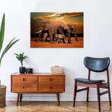 Cuadro Elefantes Animales Moderno Bastidor Canvas 90x60 El1