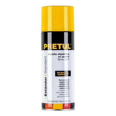 Pintura En Aerosol Bote Esbelto 400 Ml Pretul Secado Rapido Color Amarillo canario | Envío gratis