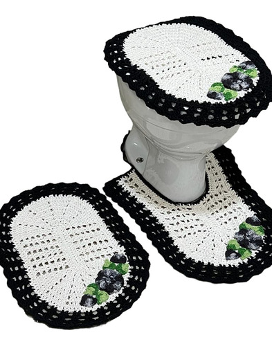 Tapete Para Banheiro Em Croche Artesanal 3 Peças + Brinde