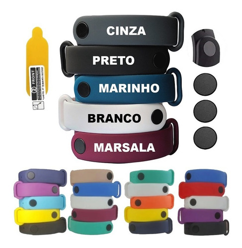 Kit 5 Pulseira Com Pino De Metal Para Mi Band 4 + 1 Película