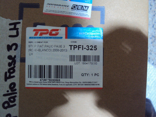 Stop Fiat Palio Fase 3 Lh/ Rh (tpg) C/ U Foto 4