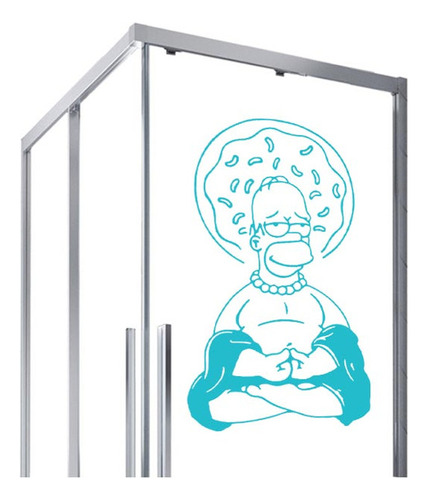 Adesivo Para Vidro Box  Azul Desenhos Homer Buda