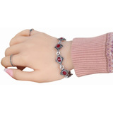 Pulsera Gema Ovalada Bañada En Plata Con Diamantes