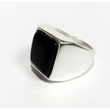 Anillo Piedra Negra Grueso De Plata 925 De Hombre Elegante