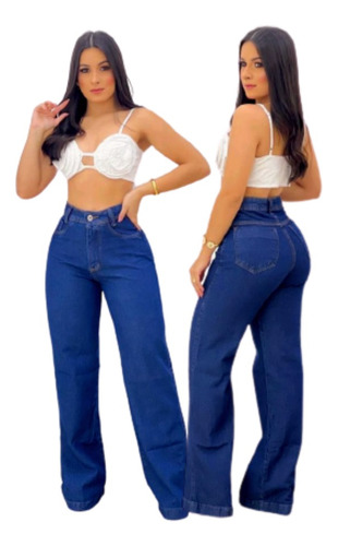 Calça Wide Leg Feminina  Blogueira Moda Boca Larga Retrô 