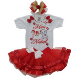 Conjunto De Natal Para Bebê Menina Ursinho De Natal Festa