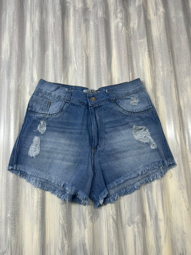 Short Mom Dama Tiro Alto Rigido Con Rotura Moda Verano