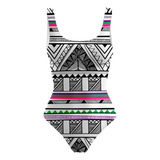 Body Maiô Estampado Feminino Asteca Tribal