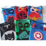 Capas Y Antifaz Cumpleaños Souvenirs Super Heroes  X10 U