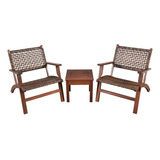 Muebles Para Patio De Madera Mimbre De 3 Pzs Marrón Gpl