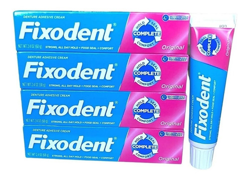 Kit C/ 04 Fixodent 68g - 100% Original (4 Tubos) .