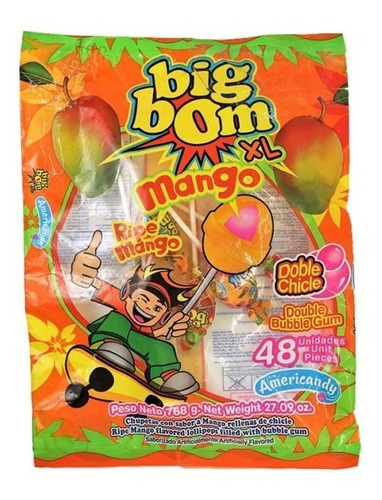 Chupeta Big Bom Xxl Pinta Labios Mango - Bolsa X 48 Und