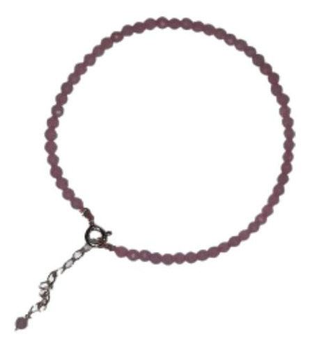 Pulseira De Pedra Natural Quartzo Rosa Facetado E Prata 925