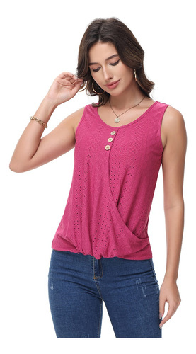 Top Cielo Blusa Con Fruncido Canale Cuello Redondo Playa