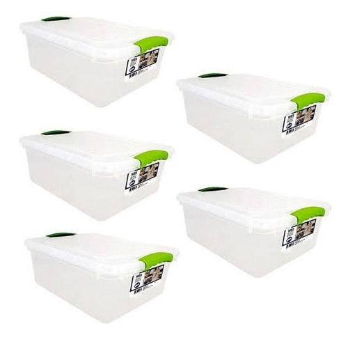 Pack De 5 Cajas Wenco Transparente Wenbox De 15 Lts 42x32x16
