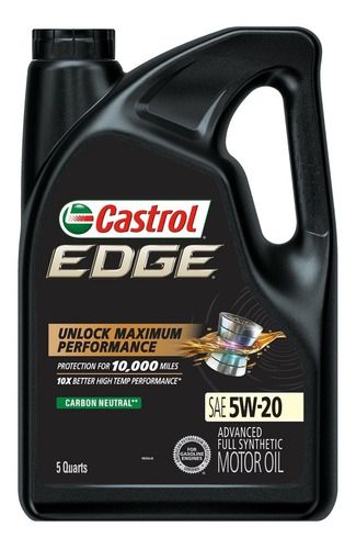 Aceite Castrol Edge 5w20  Sintetico 4.73l Americano