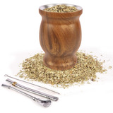 Tazas De Mate De Calabaza Natural Yerba Mate Con 2 Bombillas