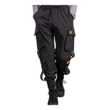 Pantalones Cargo Ajustados Harem Cintas Con Bolsillos Latera