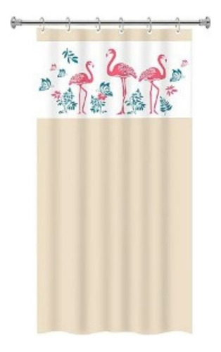 Cortina P/ Box Pvc Para Banheiro Com Gancho Bege Flamingo