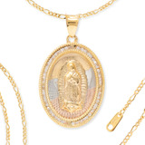 Collar De Virgen De Guadalupe Chapa De Oro 22k Y Zirconias 