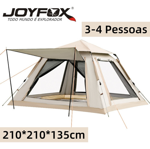 Joyfox 3 Seconds 3 Xl Air Barraca De Camping 3/4 Pessoas 210x210x135cm Cor Creme