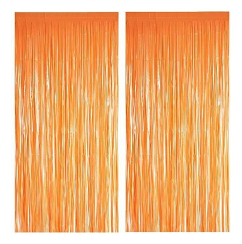 2 Pack Cortinas De Plástico Tipo Lluvia Decoración Naranja