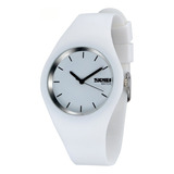 Reloj De Silicona Skmei Para Dama Ultra Delgado Color Blanco