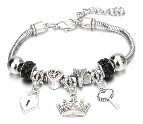 Pulsera Corona Corazón Llave Suerte Abundancia Charms