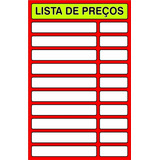 8 Tabela De Preços Pvc Reutilizável Escreve Apaga Ref. 42