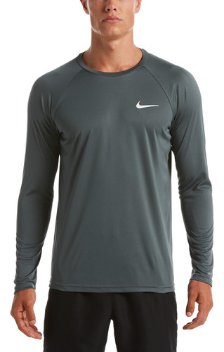 Polera De Natación Nike Long Sleeve Hydroguard Hombre Gris