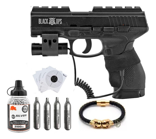 Pistola Black Ops Co2 C11 Bb Metal .177 Postas Mod Glock