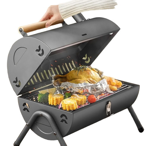 Mini Parrilla Asador Bbq Doble Barril Chimenea A Carbon 