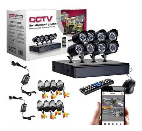 Cctv Kit 8 Cámaras De Seguridad Para Interior Y Exterior