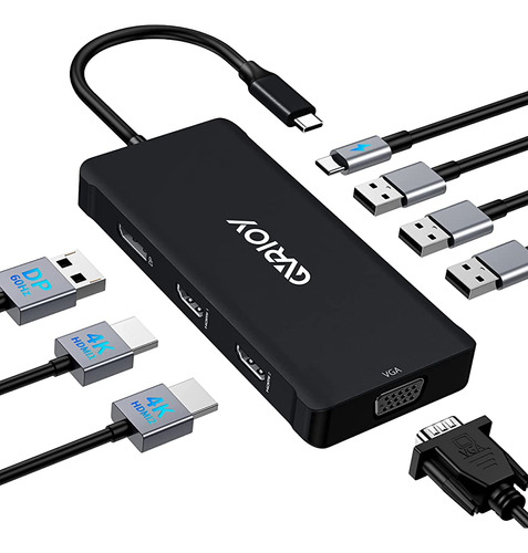 Adaptador Usb C A Hdmi Dual, Estación De Acoplamiento 8 En 1