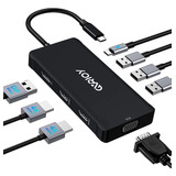 Adaptador Usb C A Hdmi Dual, Estación De Acoplamiento 8 En 1